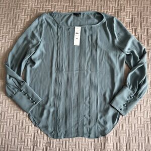 Ann Taylor Teal Pleated Blouse